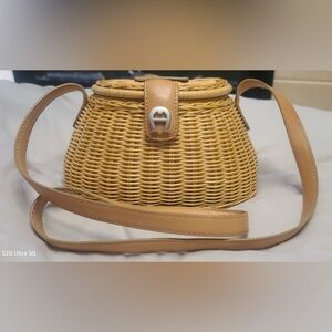 Rare! Vintage 50s ETIENNE AIGNER Handmade Woven Wicker Creel Bag